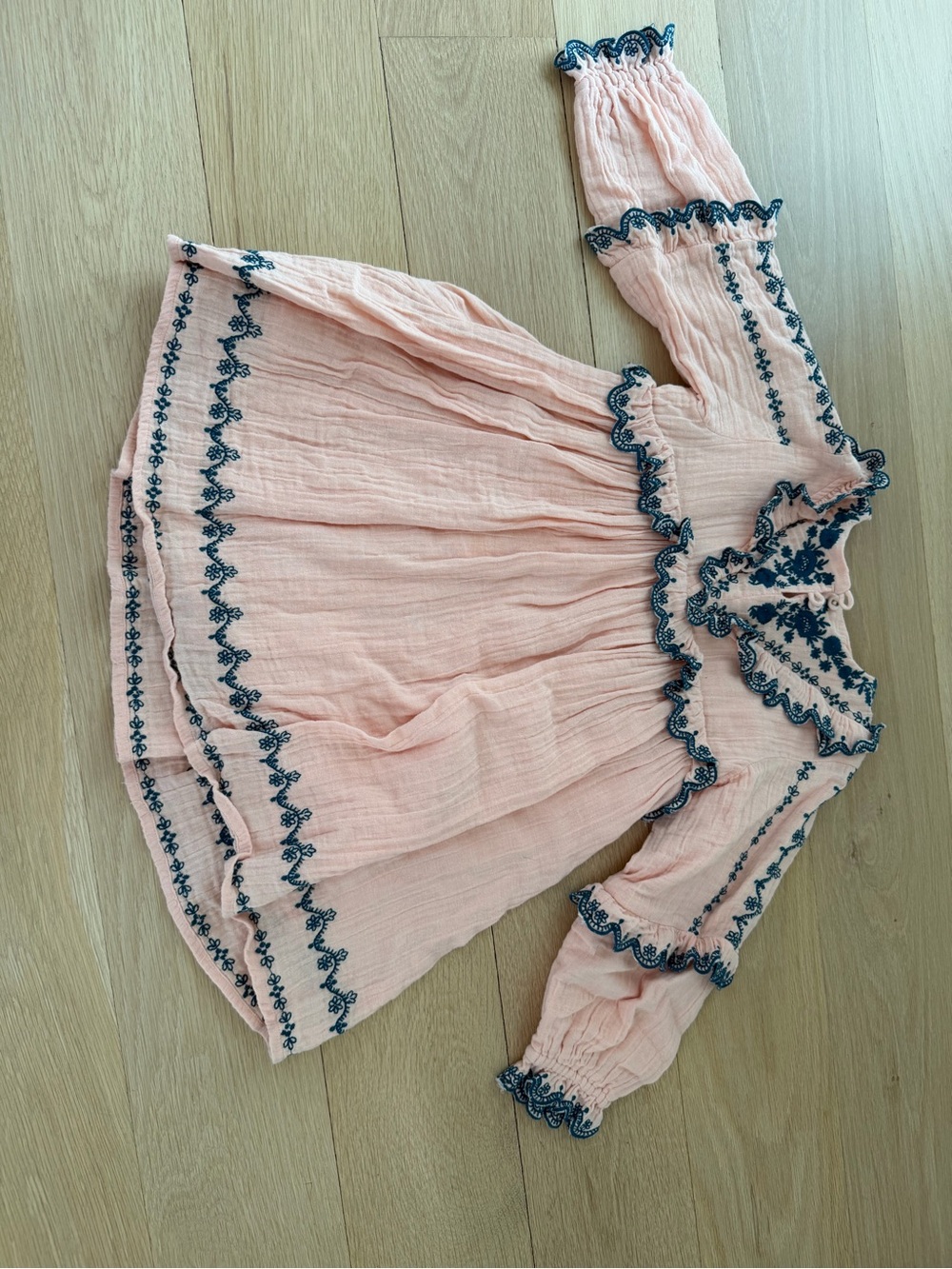Girls Pink Embroidered Cotton Dress